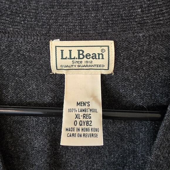 Vintage L.L.Bean Mens Gray Classic Lambswool Cardigan Sweater Size XL Dark Gray - Picture 4 of 4